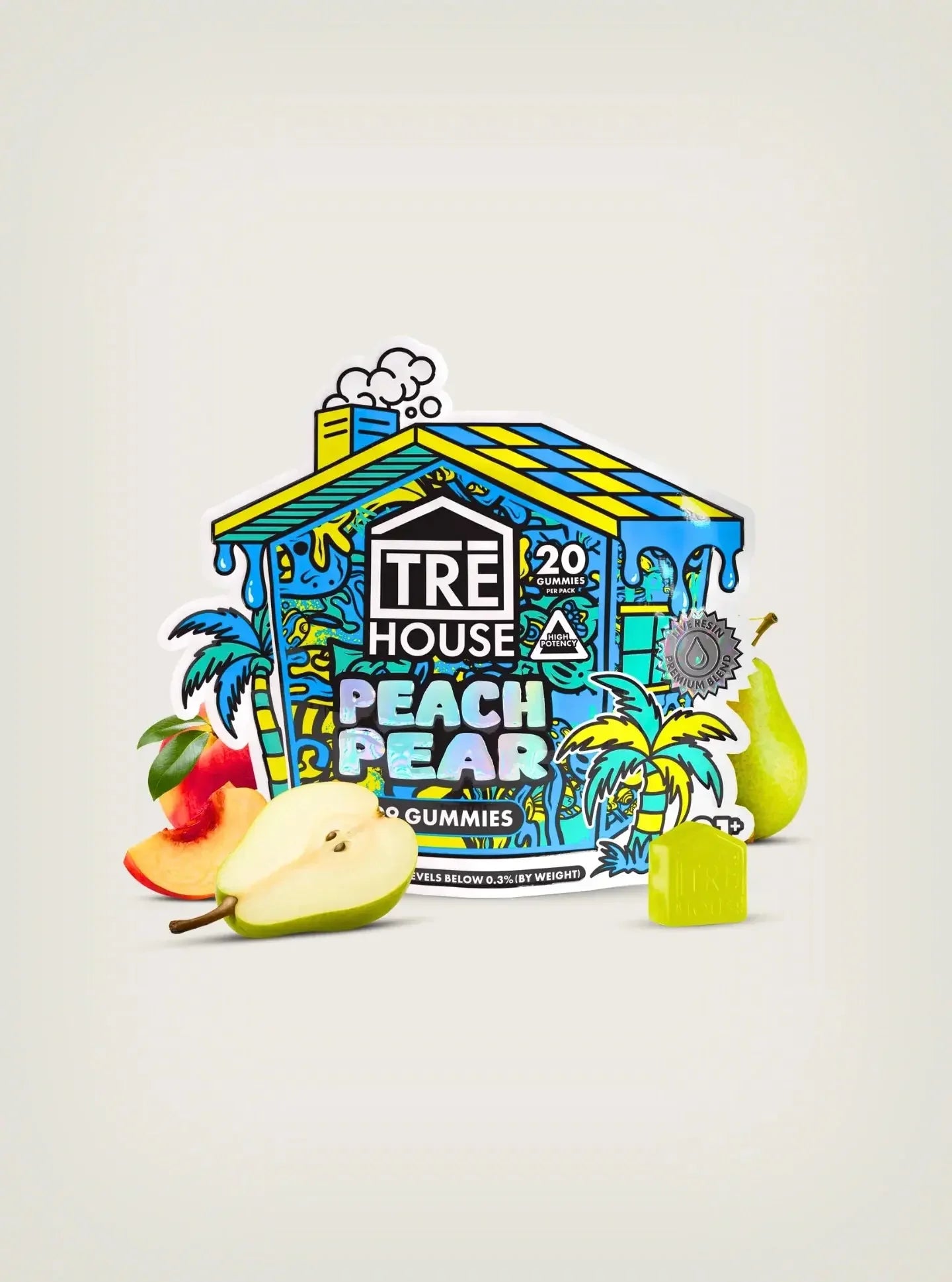 TRE House | Gomitas con THC 10mg D9 + 10mg CBD | Peach Pear 20pzs - CannaFlow