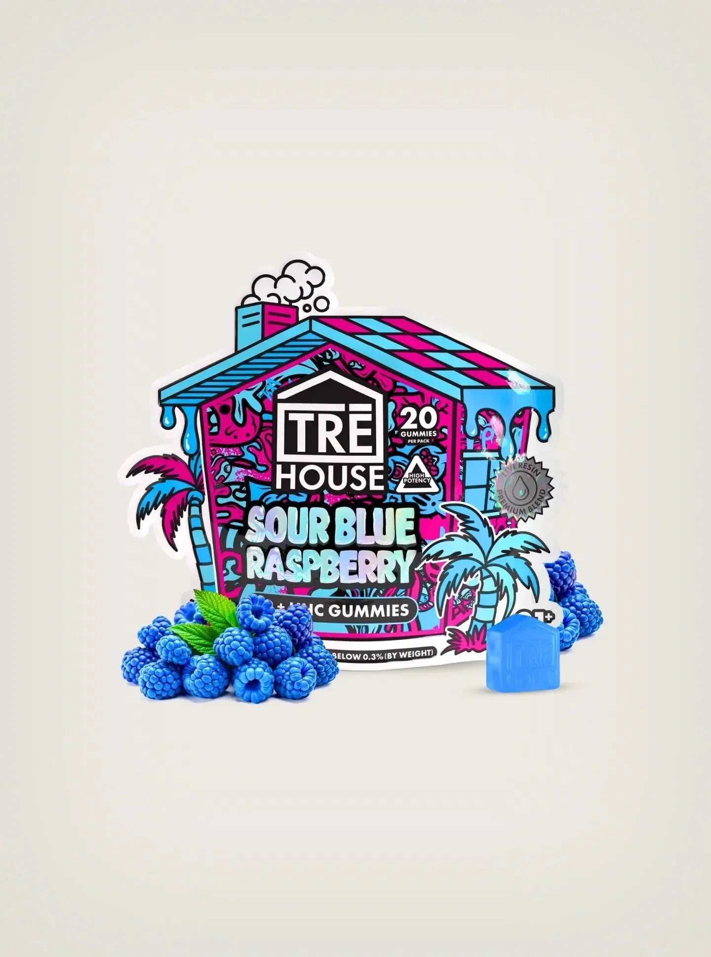 TRE House | Gomitas con THC delta 9 + HHC | Sour Blue Raspberry 400mg 20pzs - CannaFlow