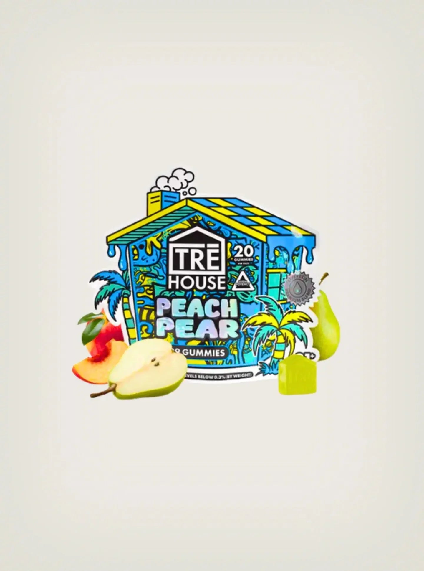 TRE House | Gomitas de THC 10mg D9 + 10mg CBD | Peach Pear 20pzs - CannaFlow