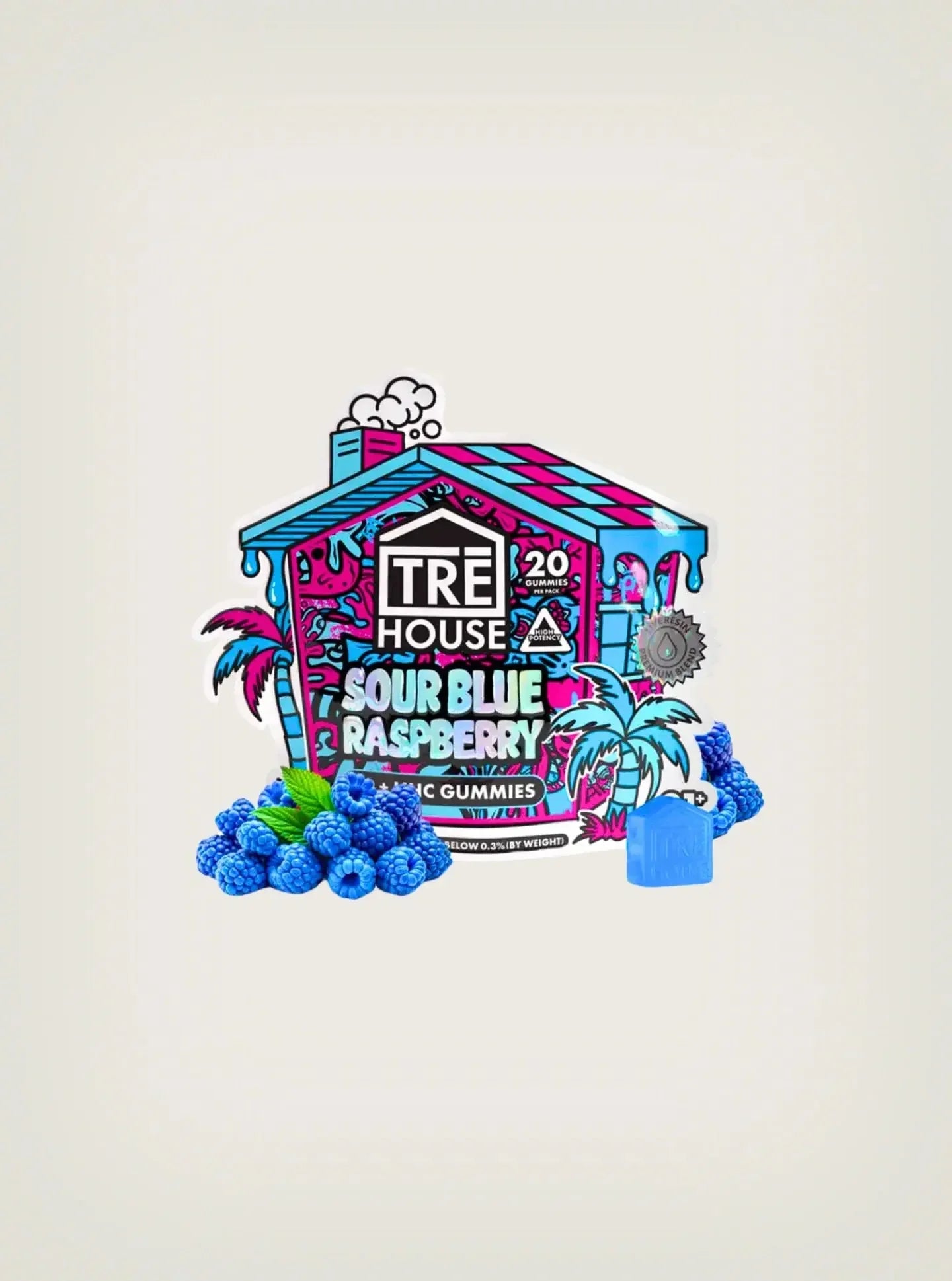 TRE House | Gomitas de THC D9 + HHC | Sour Blue Raspberry 20pzs | 400mg - CannaFlow